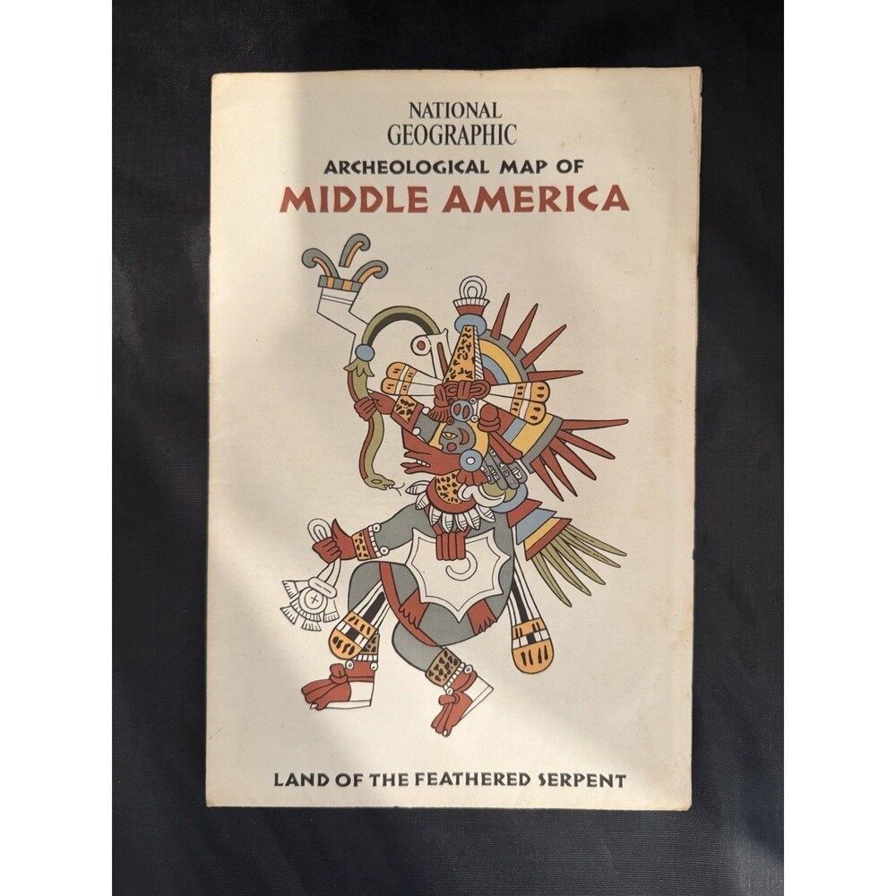 National Geographic Archeological Map Middle America Poster Map 1968